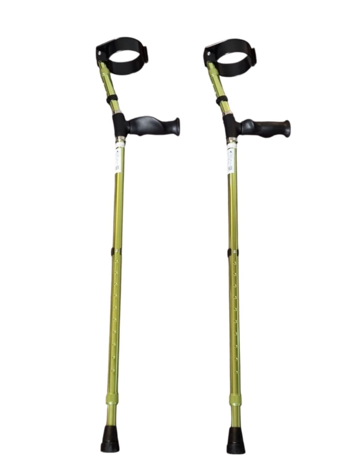 Groene elleboogkrukken dubbel verstelbaar met gesloten manchet kleur groen