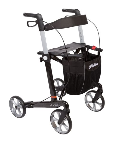 zwarte rollator Gepard met standaard banden