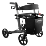 Zwarte leopard met rugband, tasje en standaard banden.