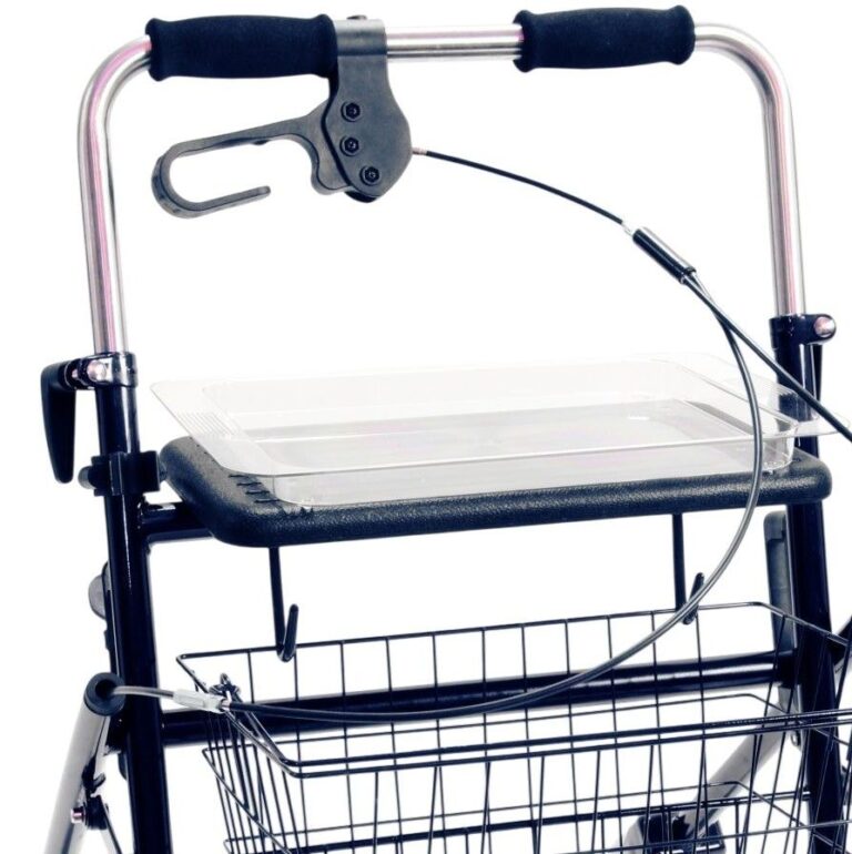 bovenkant van rollator met duwbeugel eenzijdige rem rechts