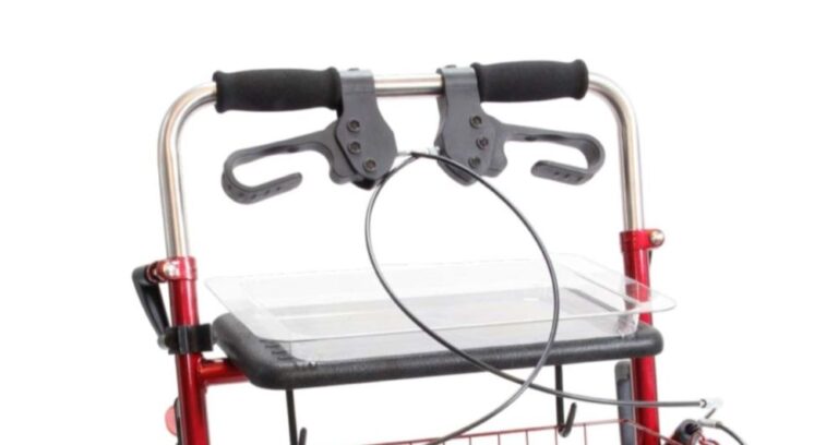 Duwbeugel van een rollator tweezijdig geremd