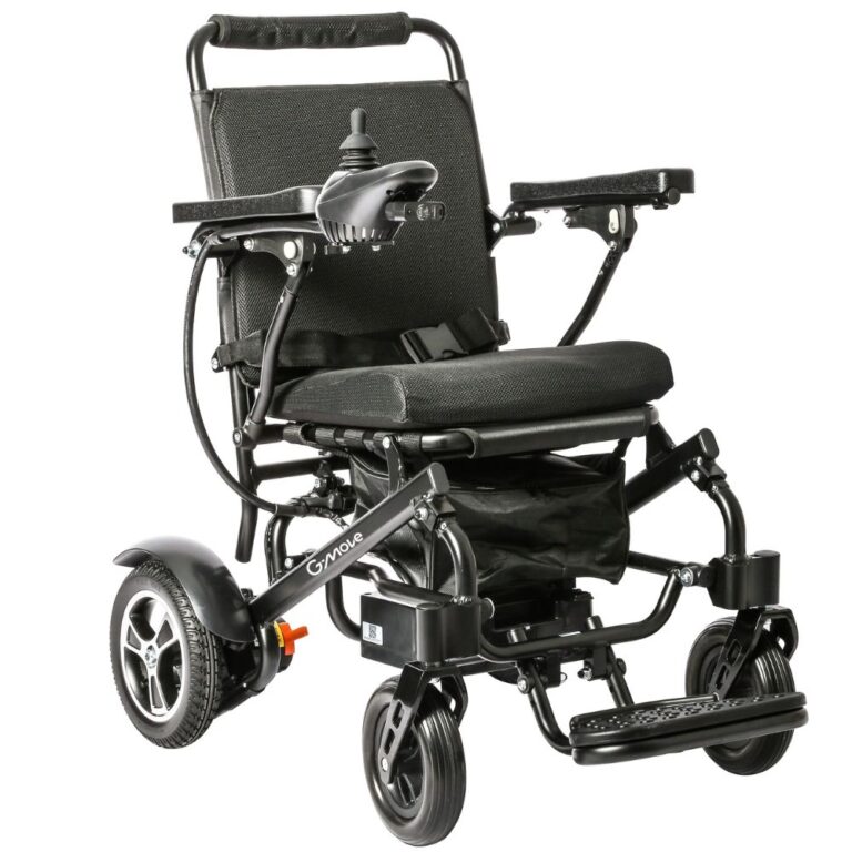 Zwarte Elektrische rolstoel G-Move A1 – opvouwbaar, lichtgewicht aluminium