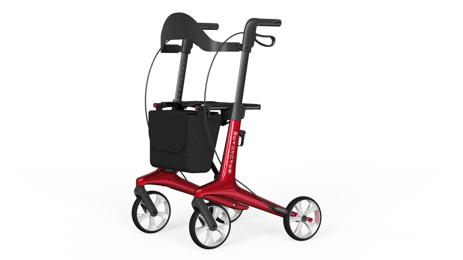 Rollator carbon lichtgewicht Rood dubbel opvouwbaar