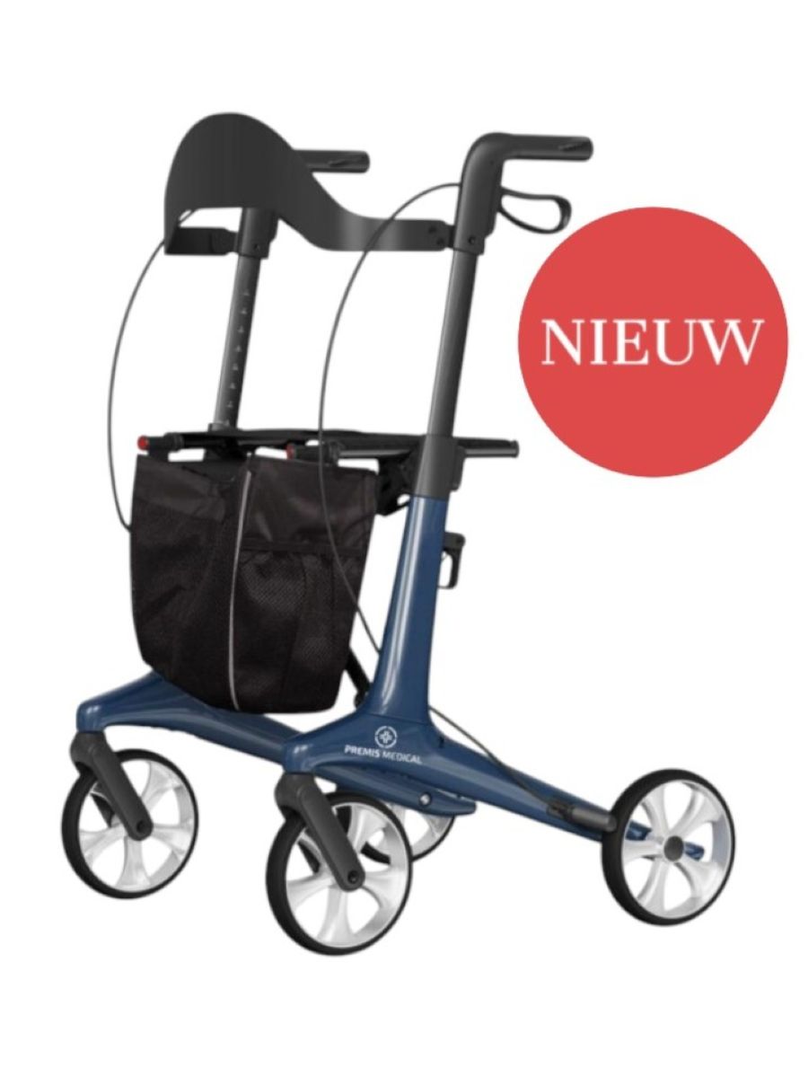 Hera rollator kleur blauw dubbel opvouwbaar