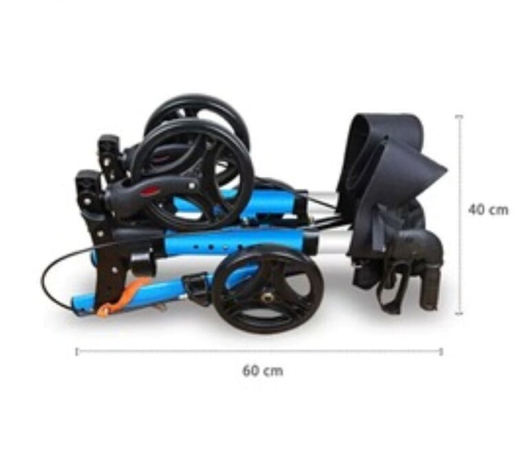 afmeting van een blauwe lichtgewicht rollator van aluminium kleur blauw