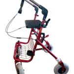 Rode rollator met opklapbare duwbeugel eenzijdige rem links