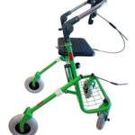 Groene rollator met opklapbare duwbeugel eenzijdige rem links