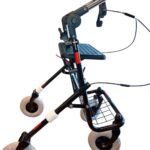 Zwarte rollator met opklapbare duwbeugel eenzijdige rem links