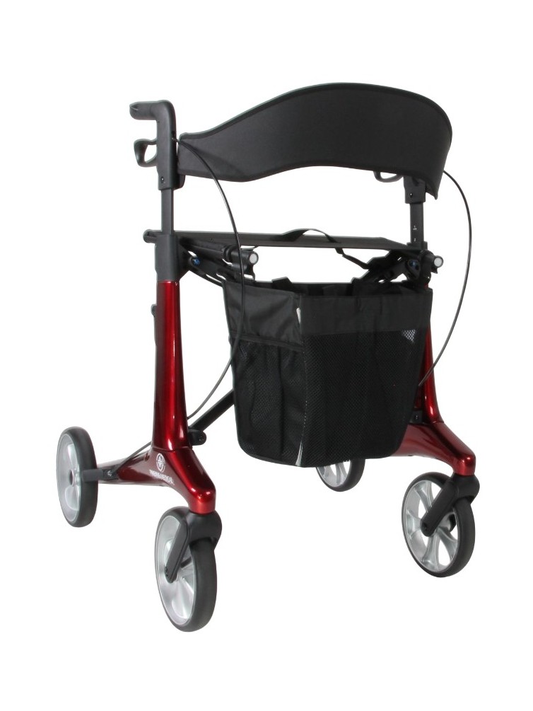 Hera lichtgewicht rollator voorkant kleur rood