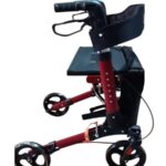 Rode aluminium rollator dubbel opvouwbaar