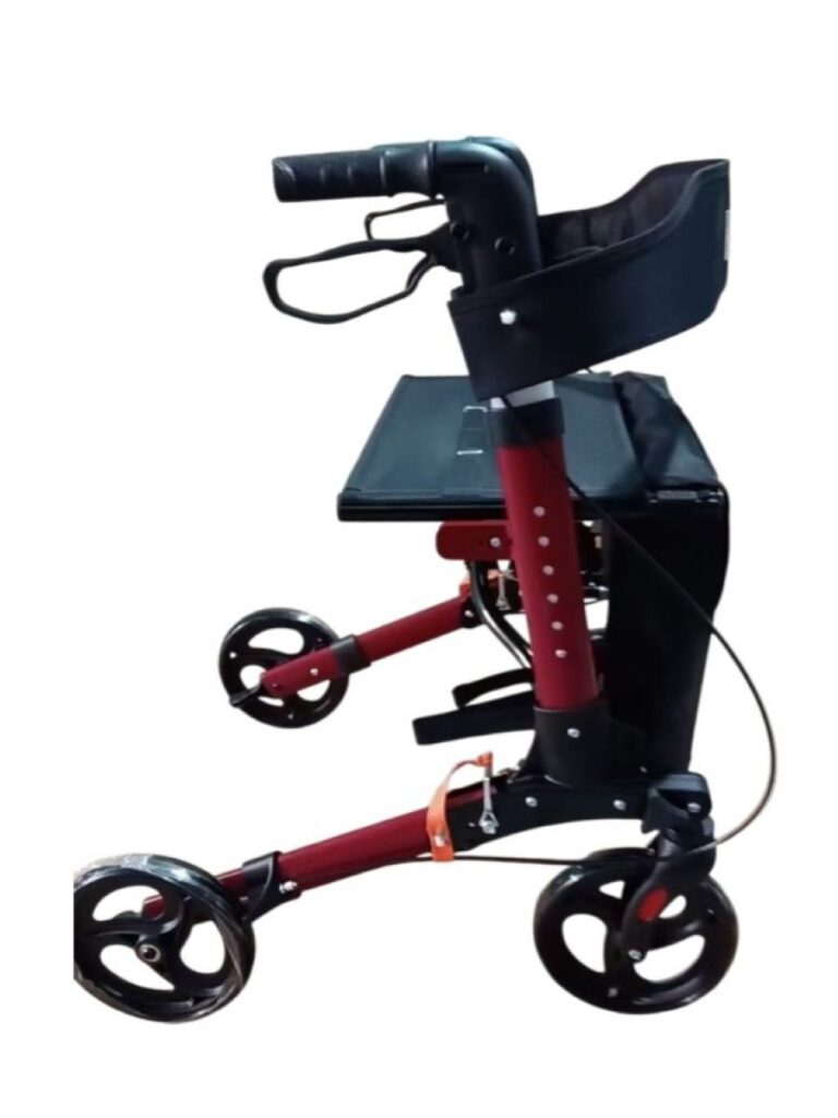 Rode aluminium rollator dubbel opvouwbaar