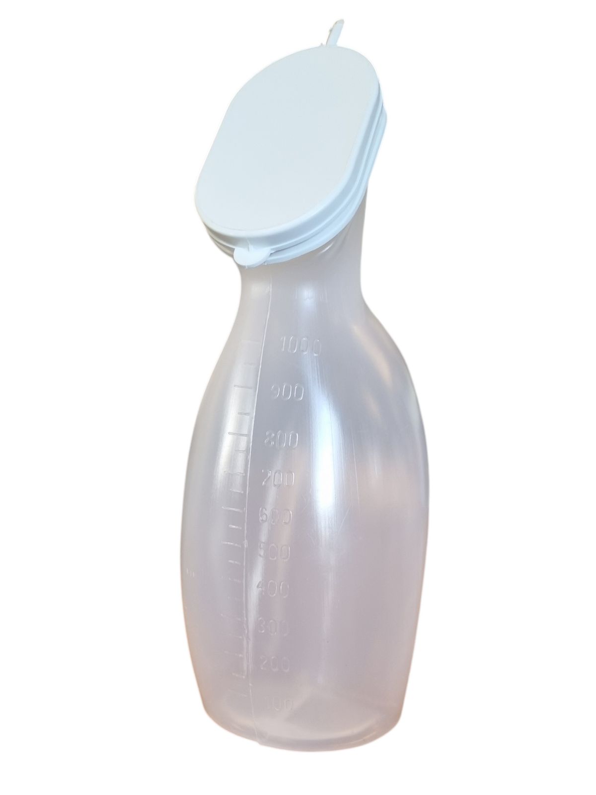 zijkant Urinaal voor vrouwen- doorzichtig- melkachtig met deksel