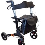 voorkant zwarte lichtgewicht rollator dubbel opvouwbaar