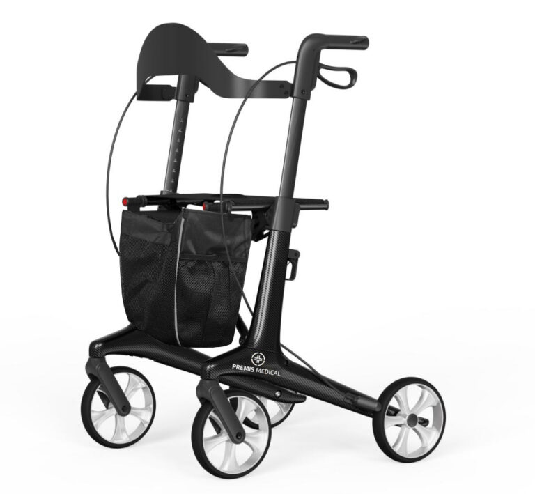 Carbon - lichtgewicht rollator - Dubbel opvouwbaar - kleur zwart