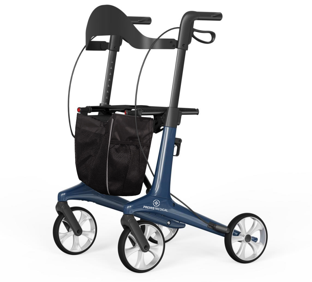 Carbon - lichtgewicht rollator - Dubbel opvouwbaar - kleur blauw