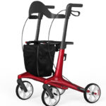 Carbon - lichtgewicht rollator - Dubbel opvouwbaar -kleur rood