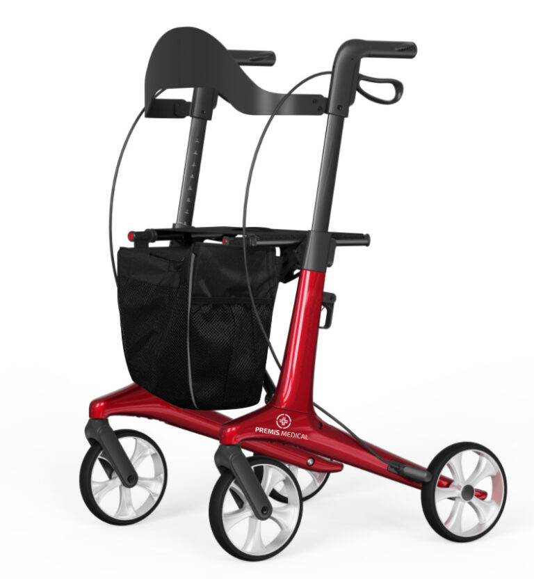 Carbon - lichtgewicht rollator - Dubbel opvouwbaar -kleur rood