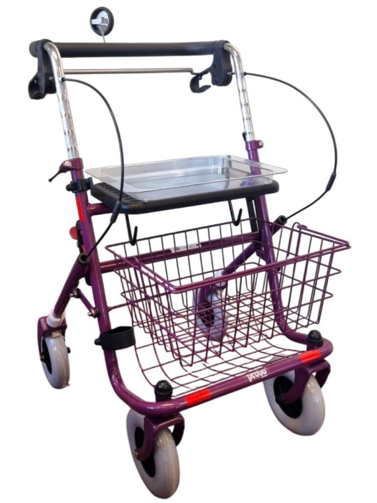 PAARSE ROLLATOR MET DUWBEUGEL EM STANG ONDER
