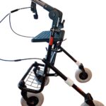 Zwarte rollator met opklapbare duwbeugel eenzijdige rem rechts