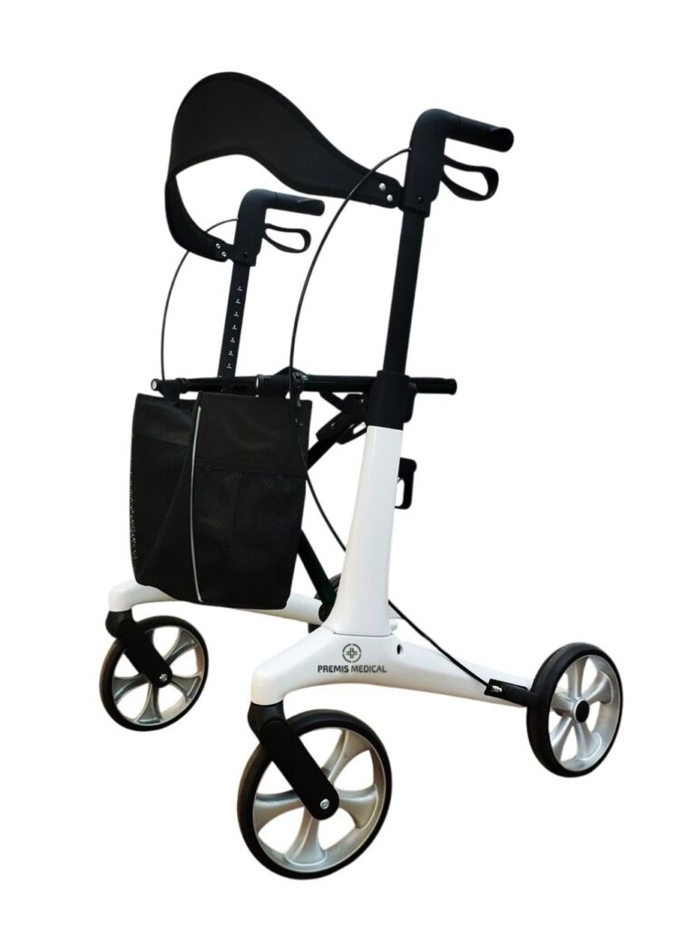 Carbon - lichtgewicht rollator - Dubbel opvouwbaar - kleur wit