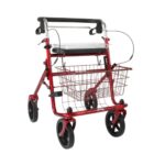 Rode rollator met duwbeugel en stang onder