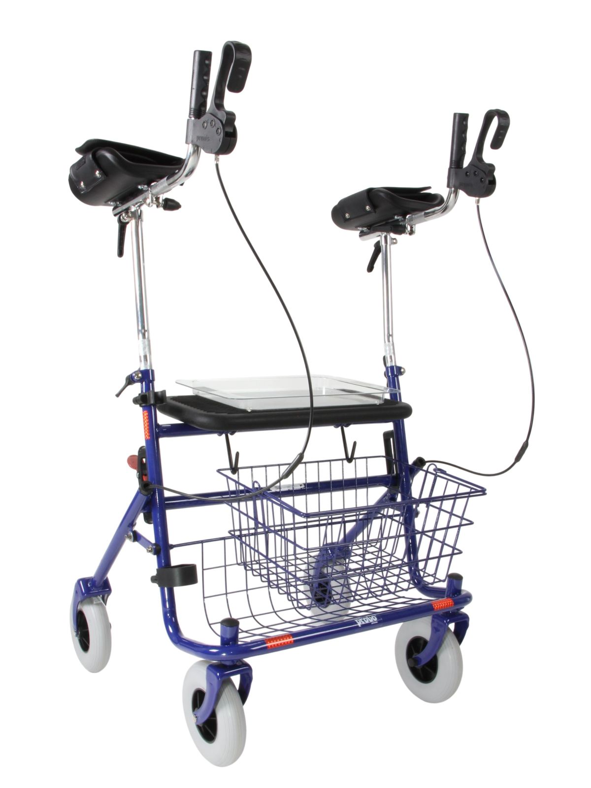 XL rollator 55 breedte met extra brede onderarmschalen kleur blauw