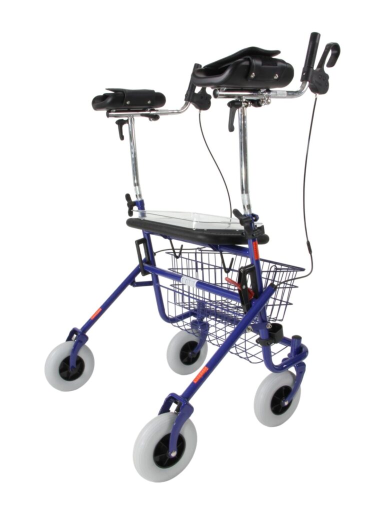 XL rollator 55 breedte met extra brede onderarmschalen kleur blauw