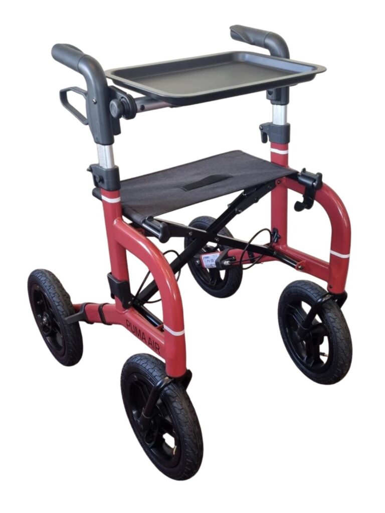 Rode puma air rollator met dienblad en rugband