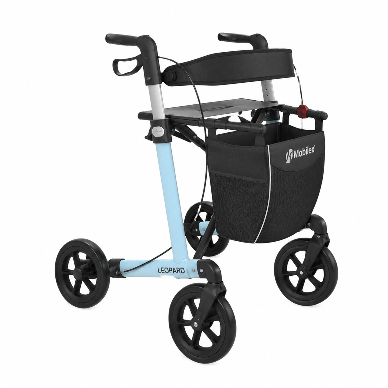 Leopard rollator met softbanden in de kleur gletsjer blauw