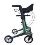 zijkant Hera carbon rollator met softbanden dubbel opvouwbaar kleur groen