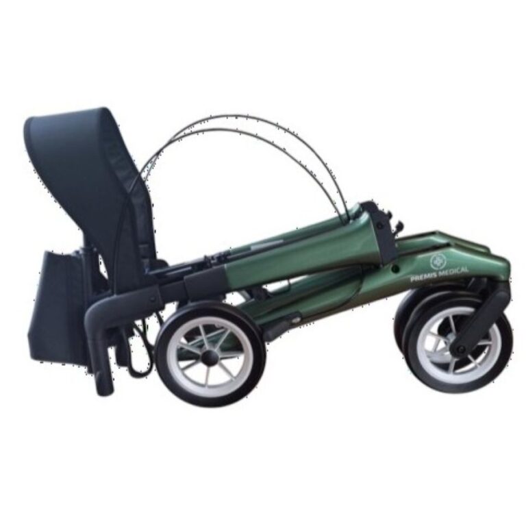 Dubbel opgevouwen Hera carbon rollator met softbanden dubbel opvouwbaar kleur groen